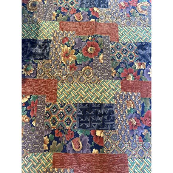 Sheridan Australia Drapes Curtains Set Of 4, Patchwork Blue Red Lined Rare50x84” - Picture 12 of 16